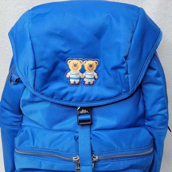 Maison Promax Teddy Bear Backpack Blue 15" Unisex Adult Bag Multiple Pockets - Picture 2 of 12
